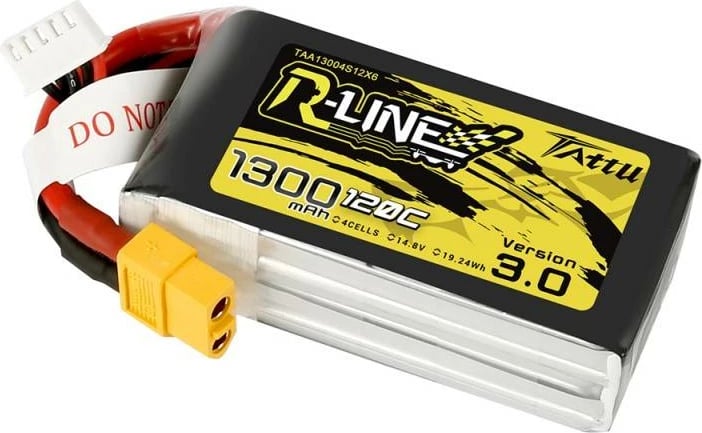 Bateri LiPo Tattu R-Line Version 3.0, 1300mAh, 14.8V, 120C, XT60