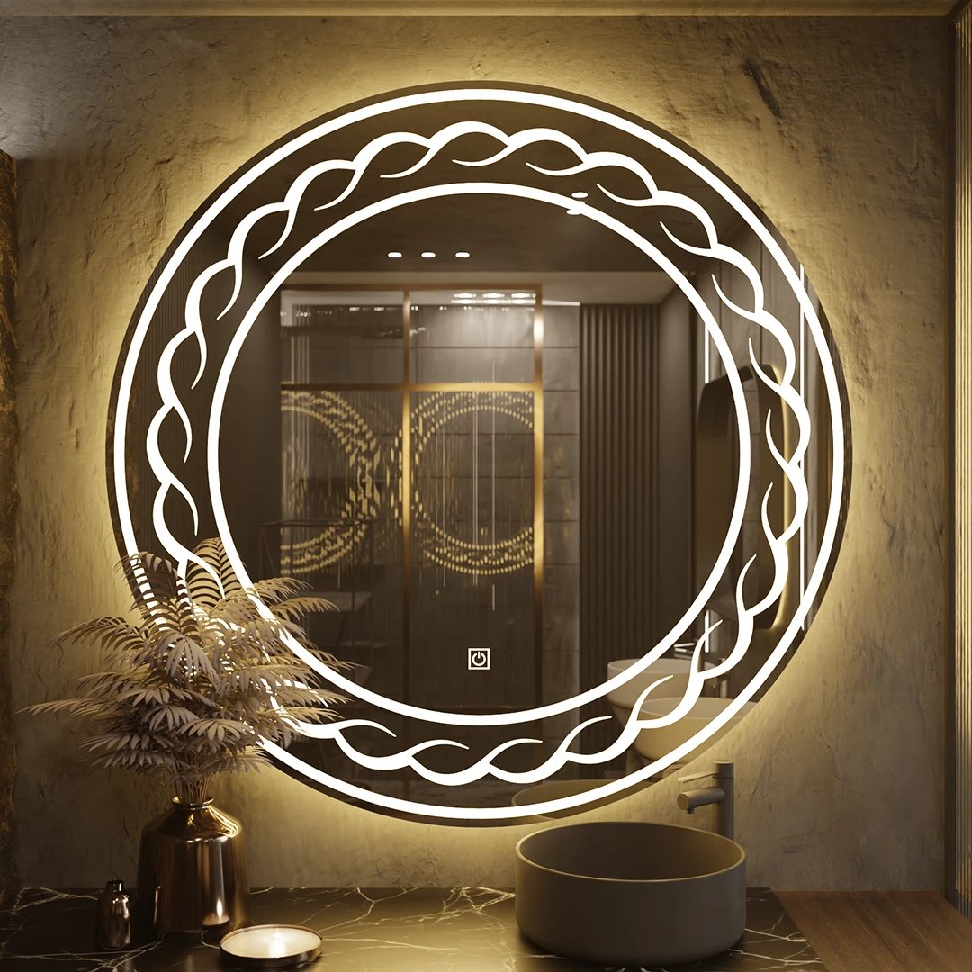 Pasqyre per banjo me LED , Pasqyre rrethore me ndriqim Modeli Scorpio