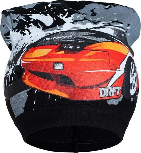 Kapelë bebe pranverore NEW BABY, motiv veturë garash, 100% pambuk, madhësia 104 (3-4 vjet), e zezë