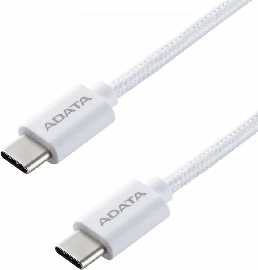Kabllo USB-C në USB-C, ADATA, CACC-100PN-WH, 100W PD USB 2.0 1m, e bardhë