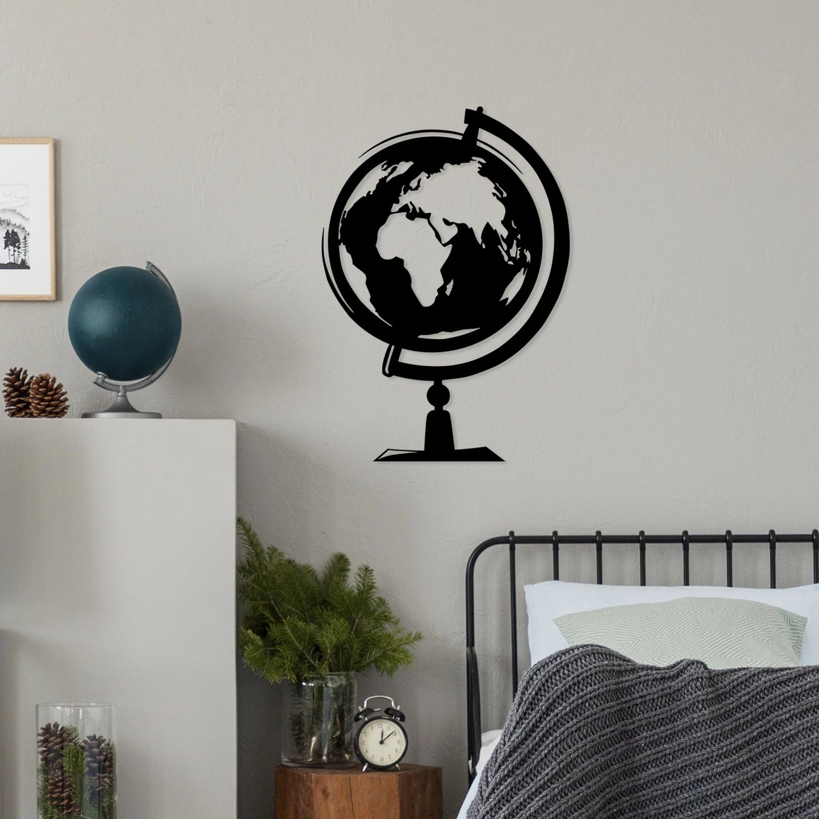 Aksesor dekorativ metalik për mur, hartë bote, Wallity, 44x70cm