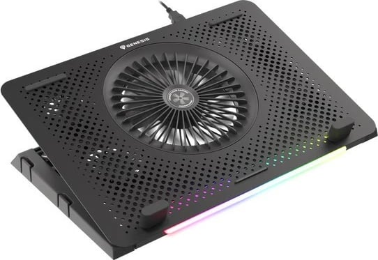 Qëndrim ftohës për laptop Natec Genesis Oxid 450 RGB, 15.6", 5 ventilatorë, USB HUB, i zi