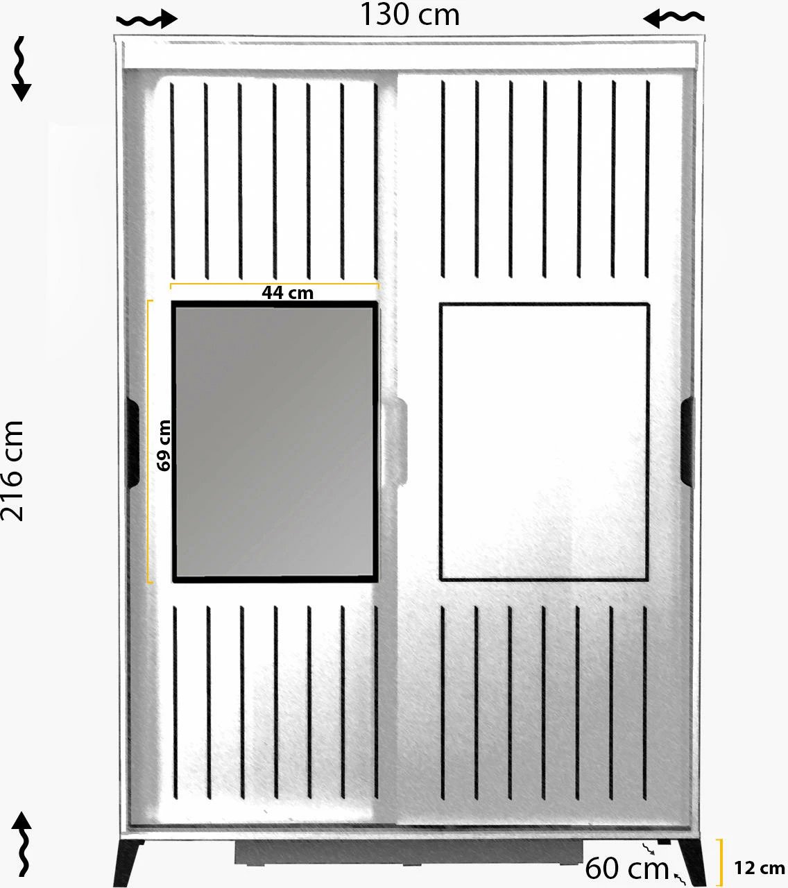 Dollap Hanah Home, Pasific Home Fuga 130, ngjyrë arre, me pasqyrë