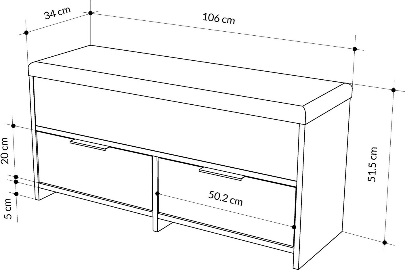 Dollap për këpucë me ulëse Skye Decor, ngjyrë Hitit
