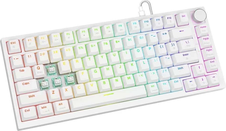 Tastierë mekanike magnetike Savio ASTRAL WHITE Jade 82-taste RGB USB-C QWERTY EN e bardhë
