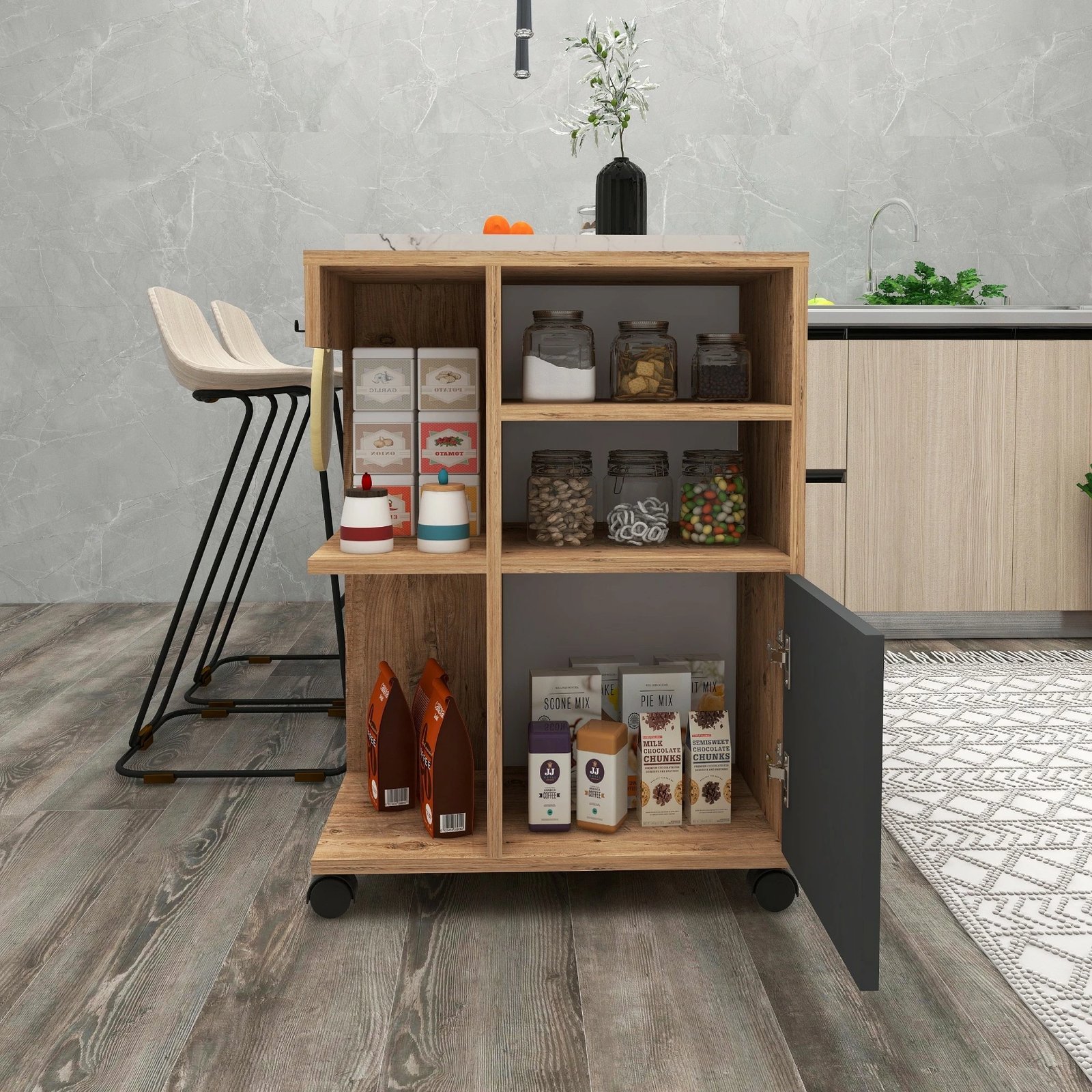 Dollap multifunksional Hanah Home, Rebusa, ngjyrë Atlantic Pine dhe antracit