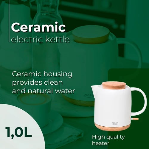 Çajnik elektrik, Adler, AD 1304, 1.0 L, 1200W, bazë 360°, tregues uji, ecru