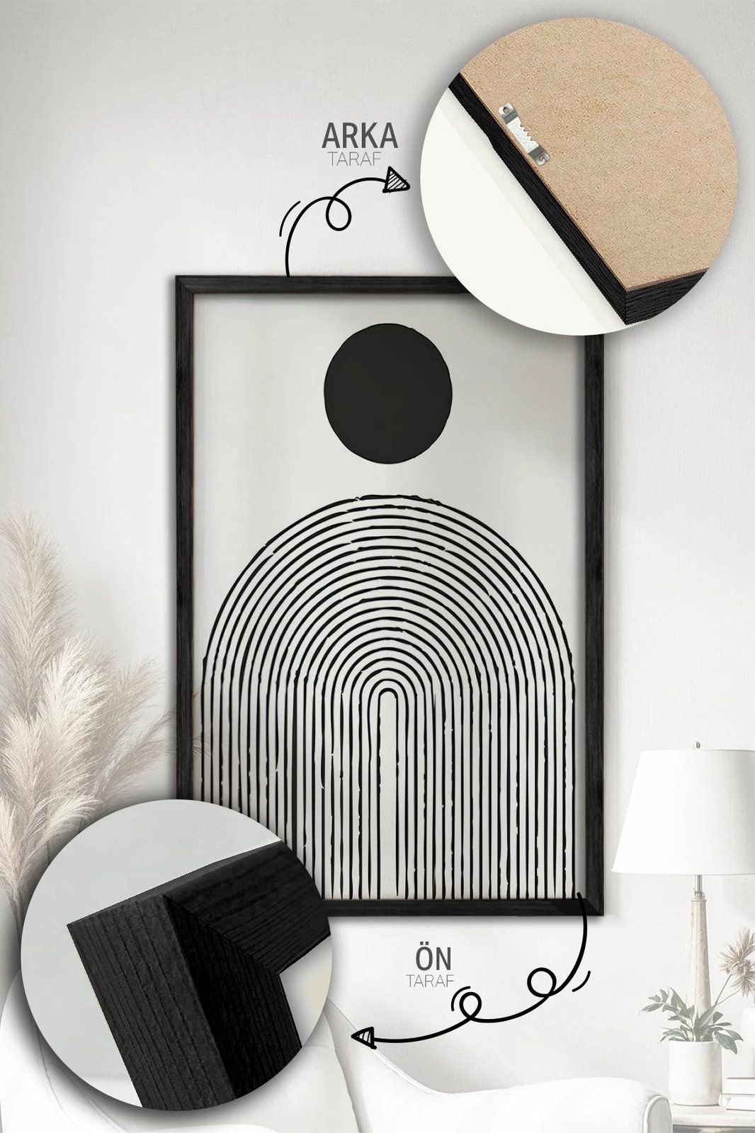 Pikturë dekorative me kornizë (3 copë), Wallity, Artvmodel41-Sıyah