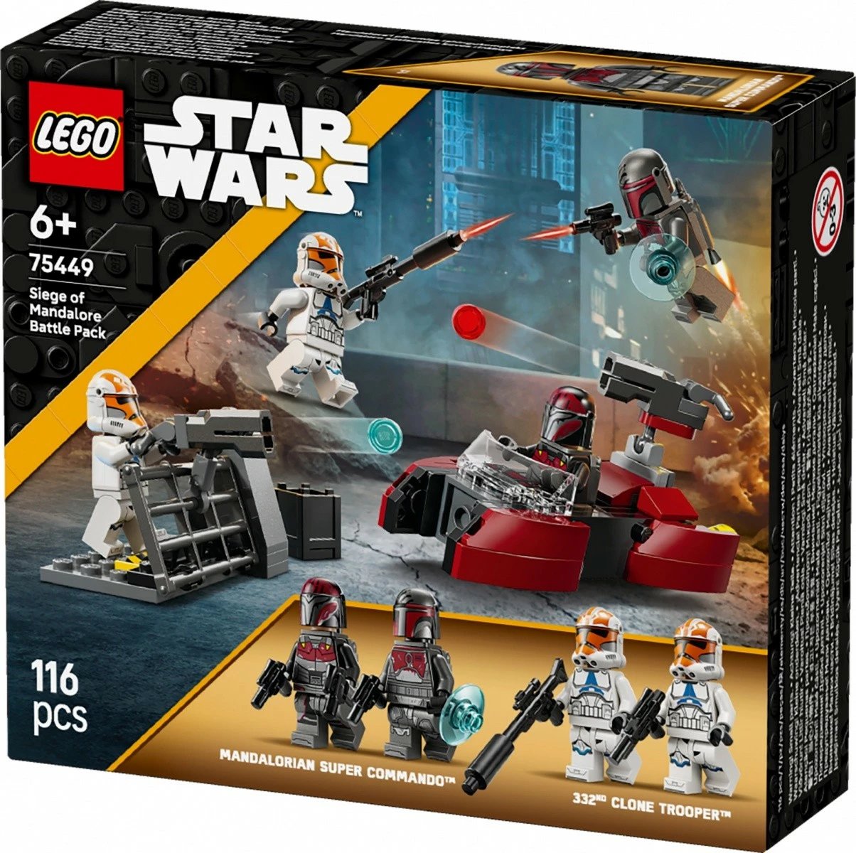 Set ndërtimi, LEGO Star Wars, 75449 Mandalore Siege, 116 pjesë, 4 minifigura, 6+, paketë betejë