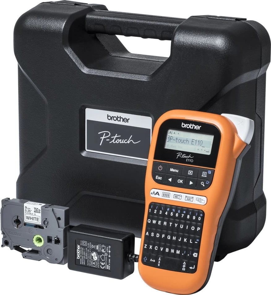 Printer etiketa Brother PTE110VP, QWERTY, TZe, 180x180 DPI, 20mm/sec, AAA