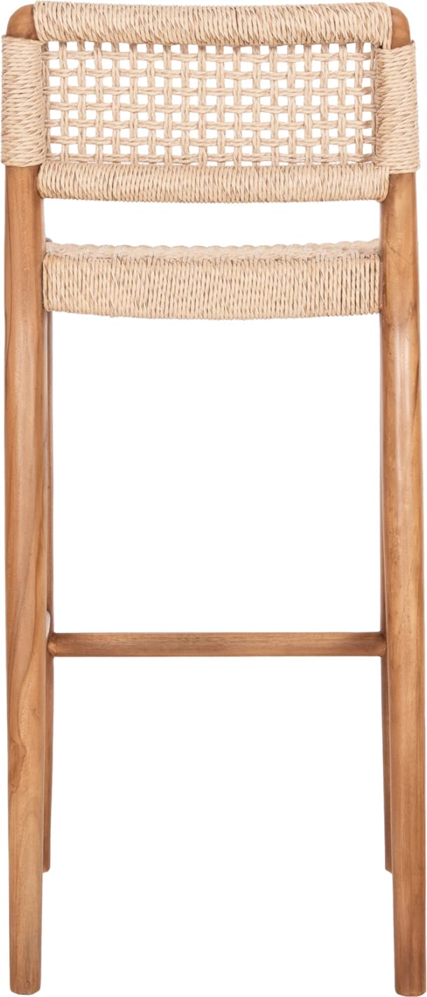 Karrige për bar ROSCO FH6134 dru tik ngjyrë natyrale-VIRO litar ngjyrë bezhë 47x52x100H cm