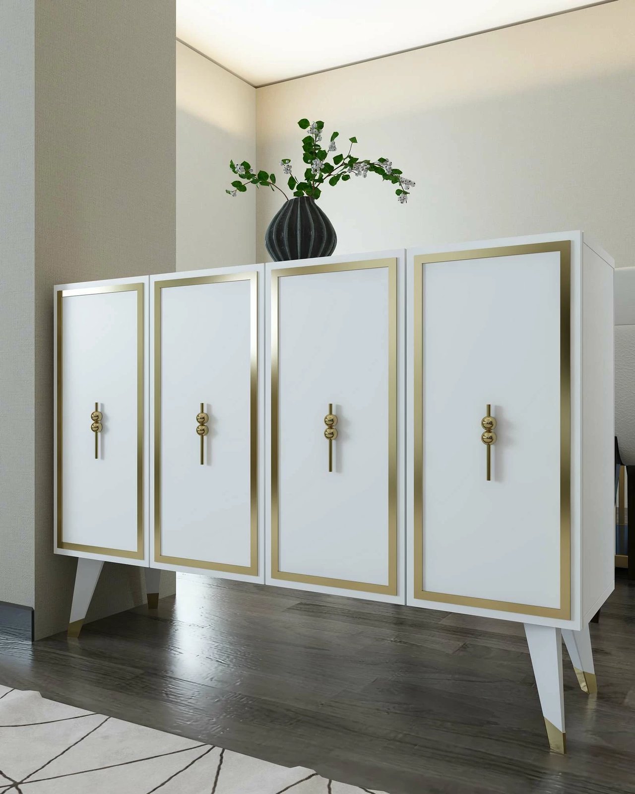 Konsol Skye Decor, e bardhë, ari, 8172KM-32