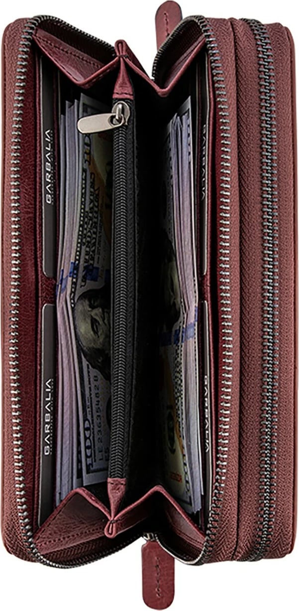 Portofol unisex, lëkurë natyrale, ngjyrë e kuqe e thellë, Zoozie Bags Orleanscrazy