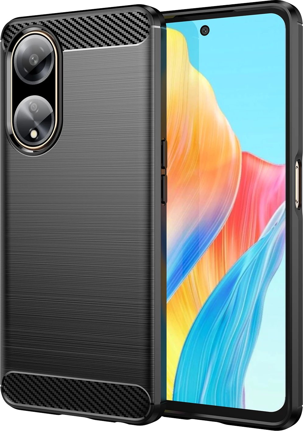 Mbështjellës Hurtel Carbon Case për Oppo A98 5G, i zi