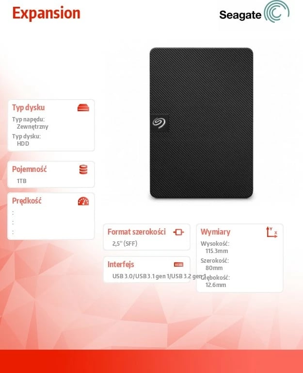 Hard disk i jashtëm Seagate Expansion 1TB 2.5" STKM1000400, Zi