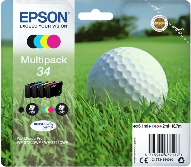 Kartush bojë multipak, Epson, 34 C13T34664010, DURABrite Ultra, set 4 ngjyra