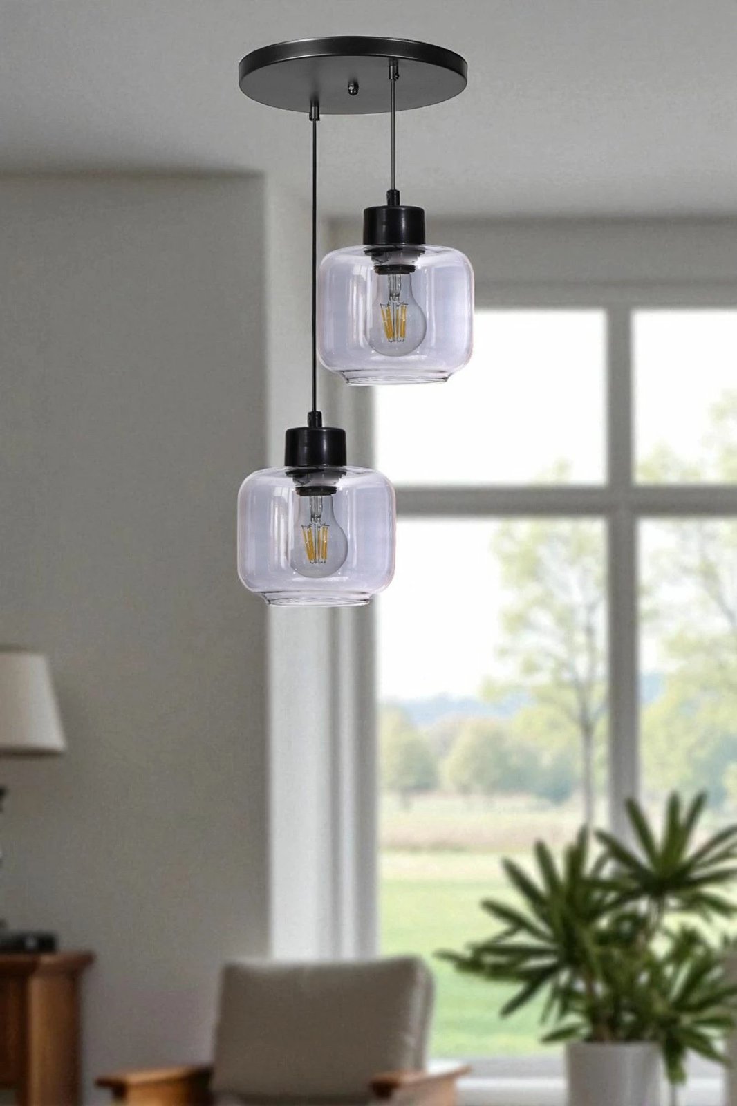 Llambë tavani Opviq, metal dhe xham, gri/zi, 9061-2 Llambë tavani Opviq, metal dhe xham, gri/zi, 9061-2