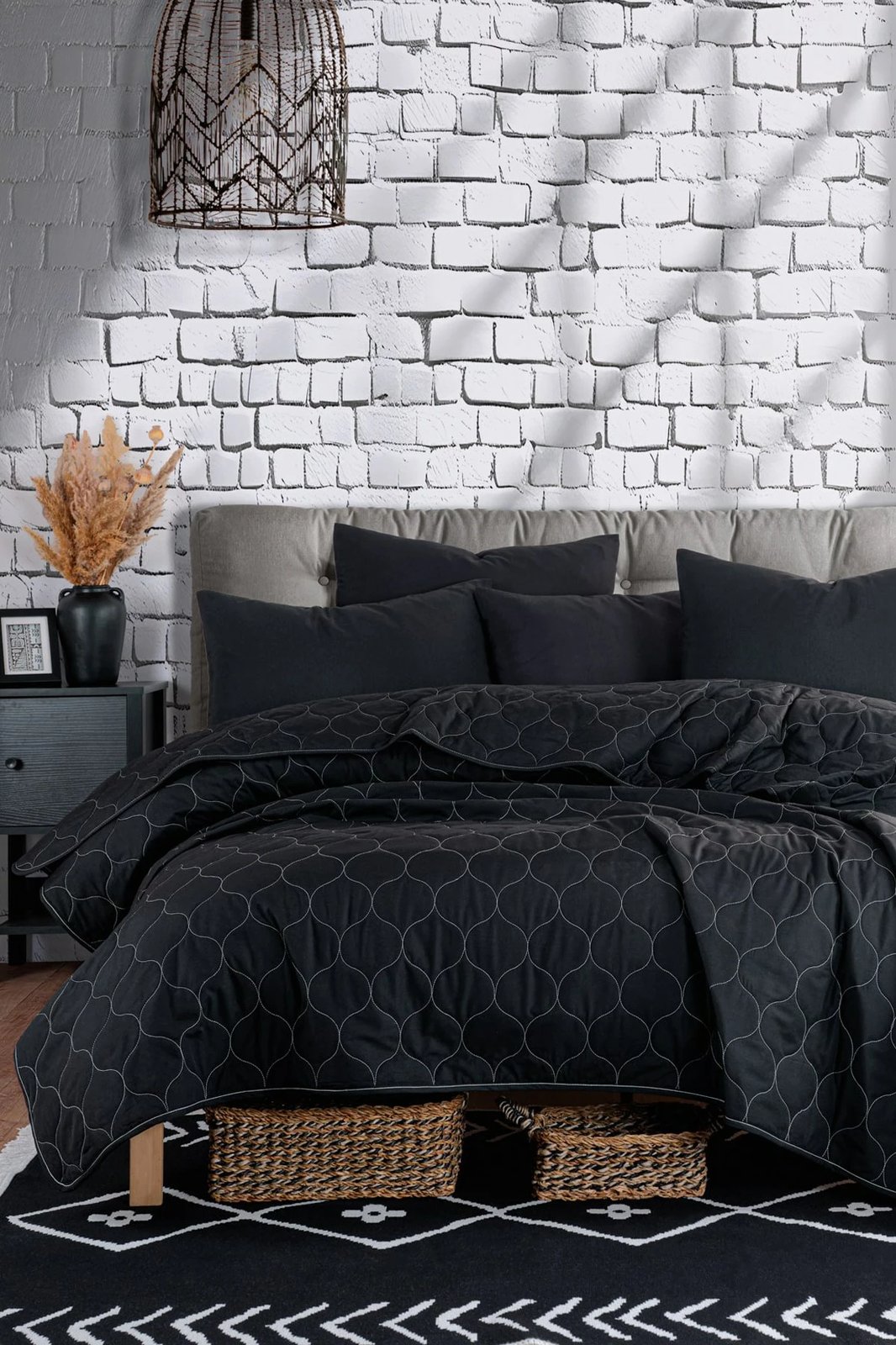 Përparëse krevati quilted King, ngjyrë e zezë, L'Essentiel Linge de Maison