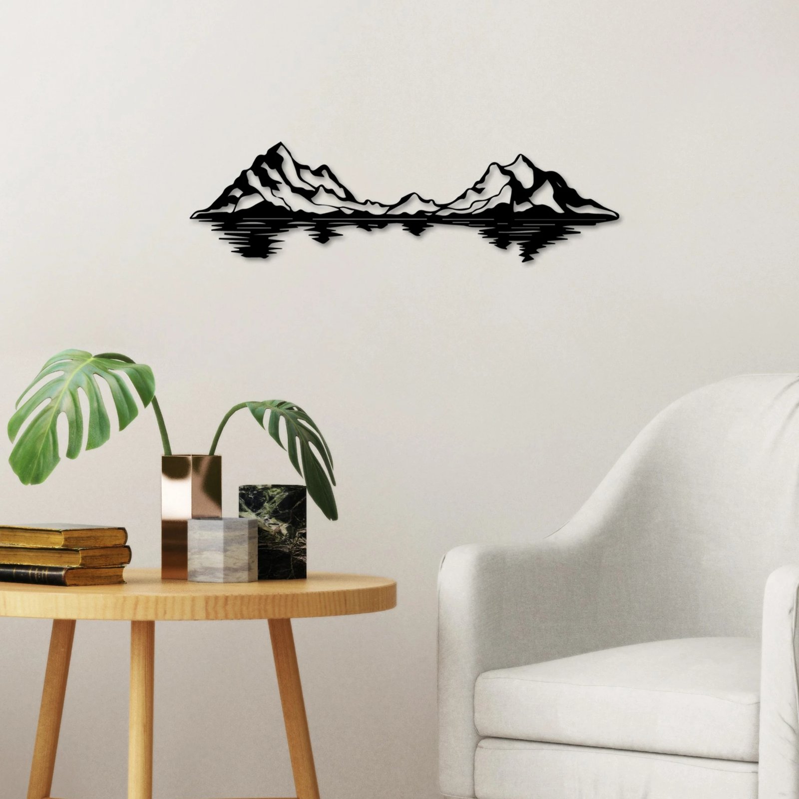 Aksesor dekorativ metalik për mur, peizazh, Wallity