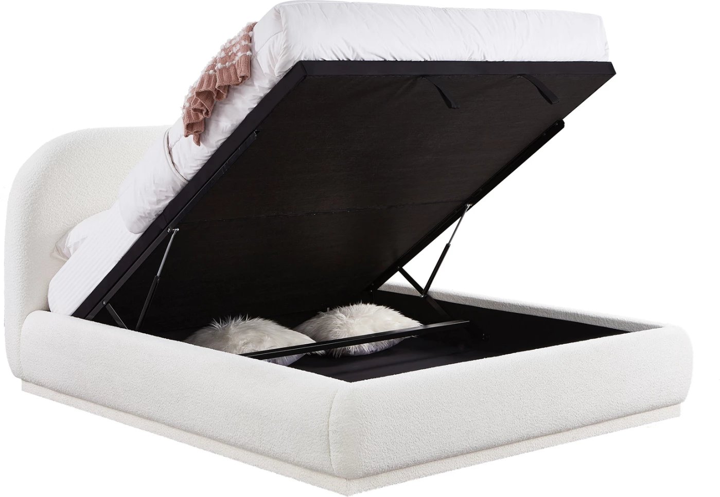 Krevat dopio me hapësirë për depo, stof CHENILLE i bardhë, NOCTIS CD726.02, dyshek 160x200cm