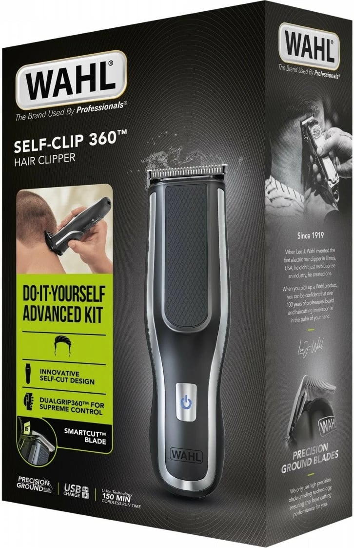 Makinë rroje flokësh Wahl Self-Clip 360, 10 pozicione, 45 mm, e zezë/argjendtë, set me aksesorë