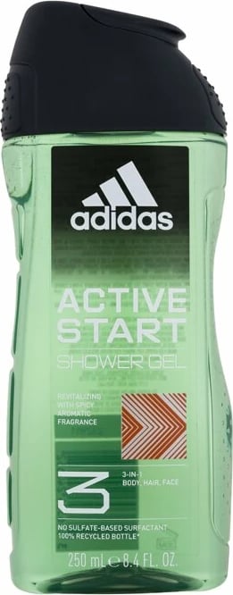 Xhel për dush 3-në-1 për meshkuj Adidas Active Start, 250ml