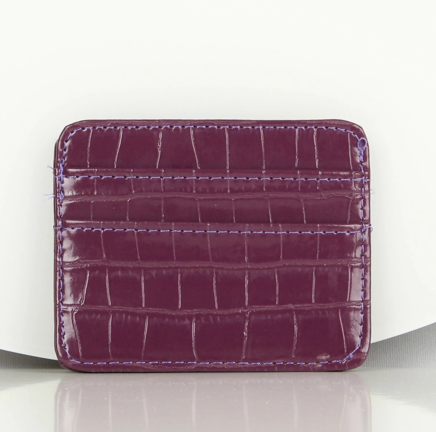 Portofol lëkure, mbajtëse kartelash, ngjyrë damson, Zoozie Bags, 2712, 10.5x8.5cm