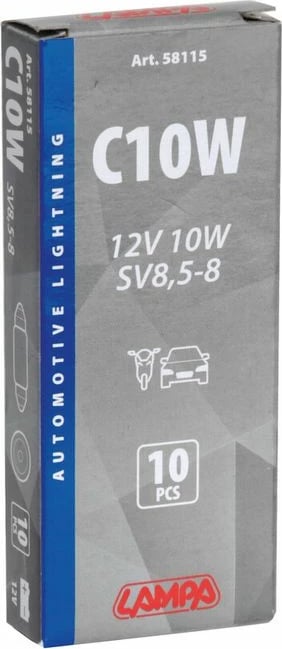 Lampa 12v 10w Sv8,5-8 38mm Kuti Lampa 12v 10w Sv8,5-8 38mm Kuti