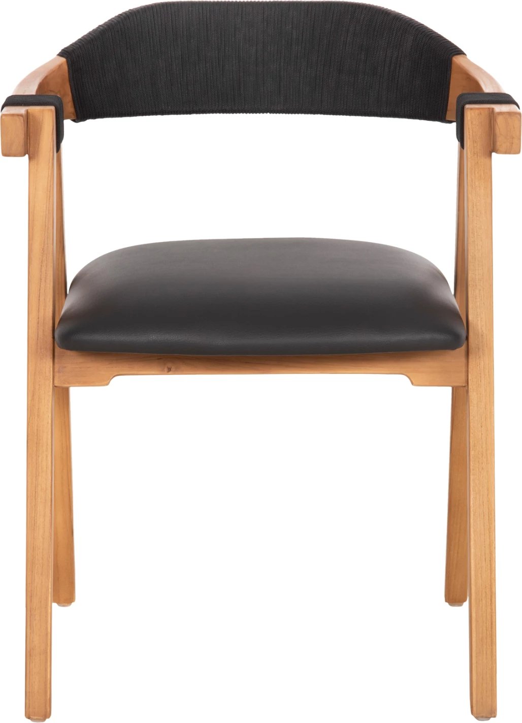 Karrige ngrënieje RIMINI FH9867.02 dru TEAK ngjyrë natyrale-me litar të zi & ndenjëse PU 60x61x76Hcm