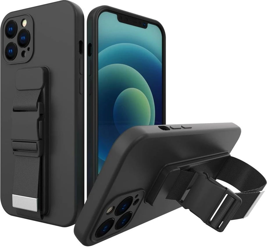 Mbështjellës Hurtel për iPhone 11 Pro Max me litar, i zi