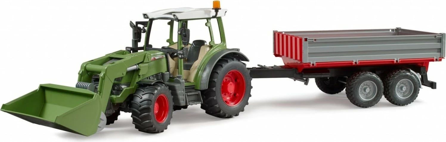 Traktor lodër BRUDER Fendt Vario 211 me ngarkues dhe rimorkio, 1:16, Gjelbër/Gri/E Kuqe