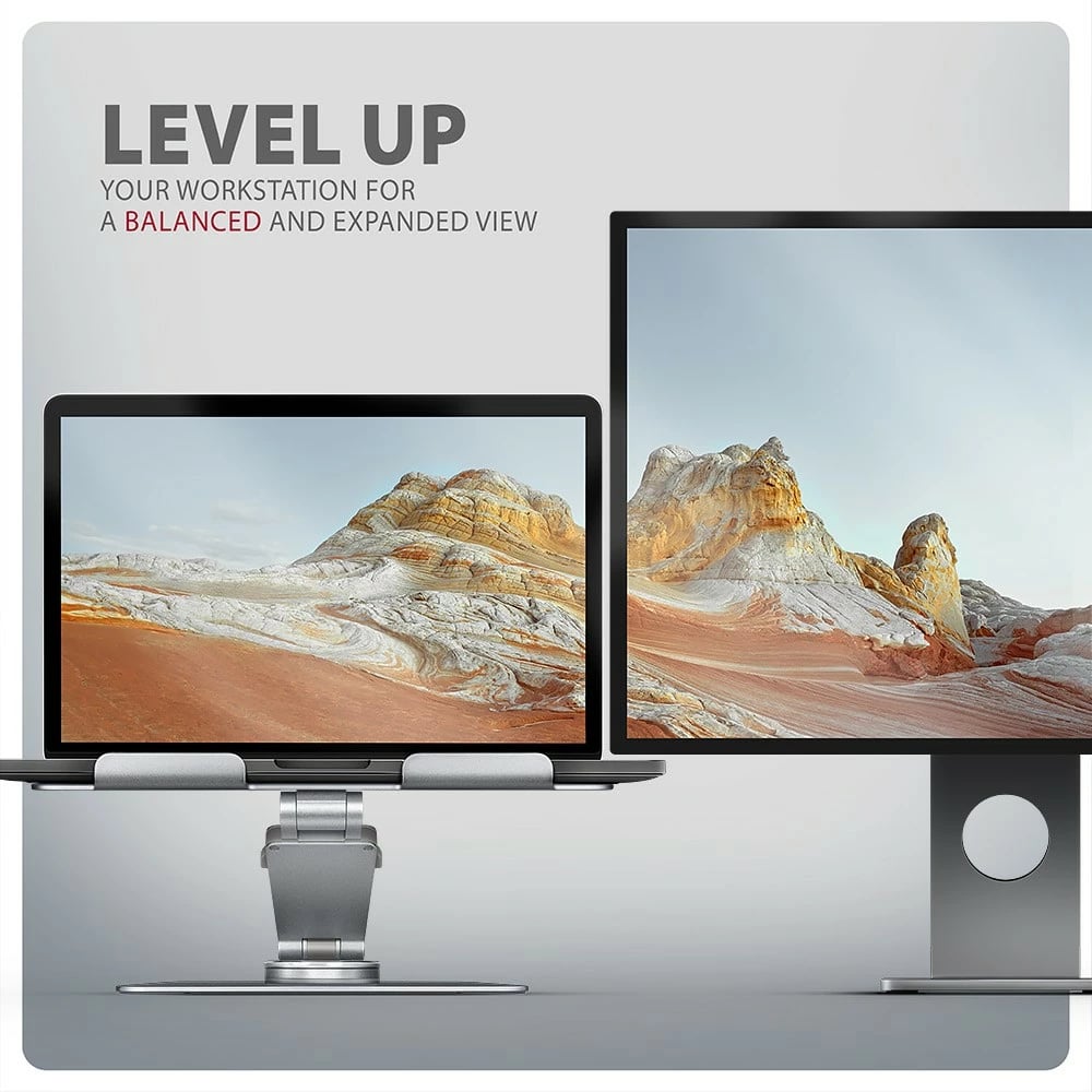 Mbajtës laptopi AXAGON STND-LR, alumini, rrotullues 360°, i rregullueshëm, Silver