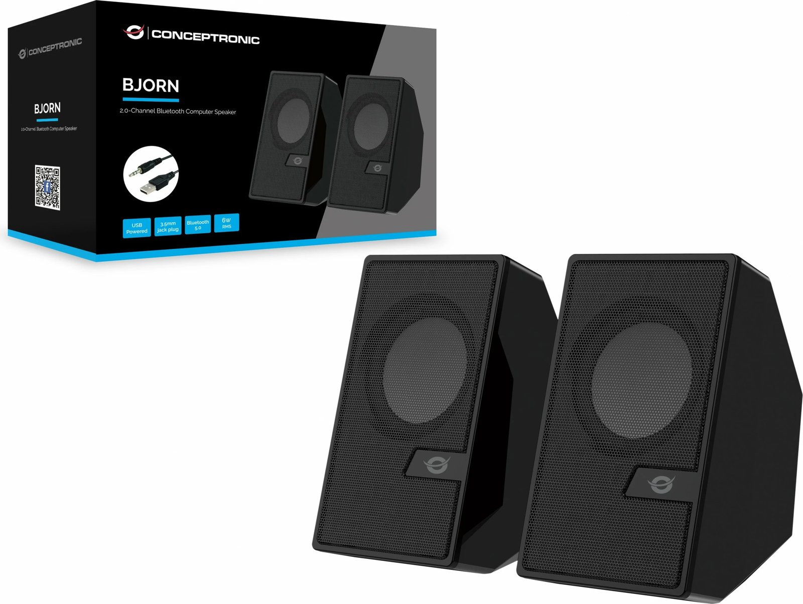 Altoparlantë Conceptronic 2.0 Bluetooth, 6W, me telekomandë, të zi