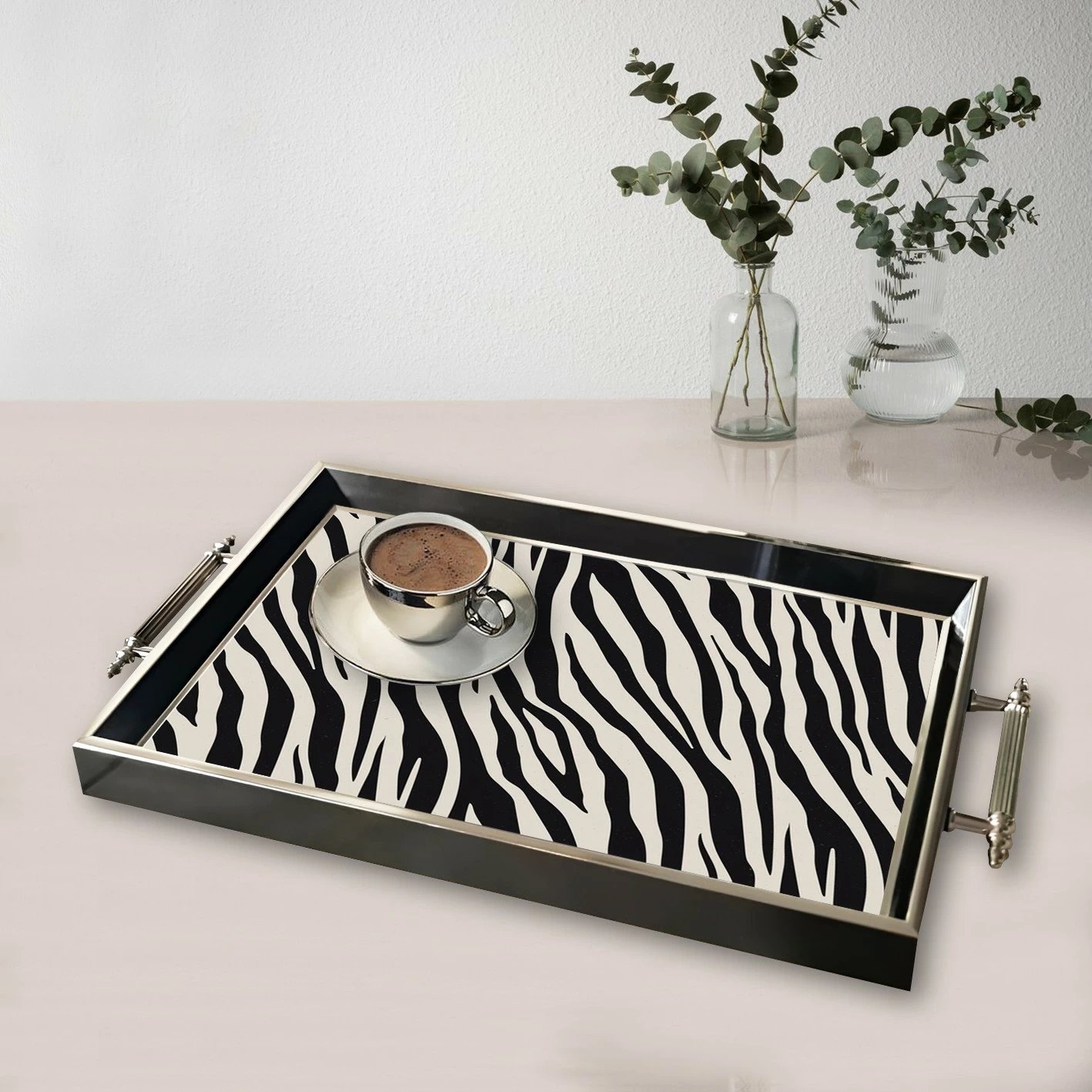 Tabaka xhami me dizajn zebra, shumëngjyrëshe, TPG9803