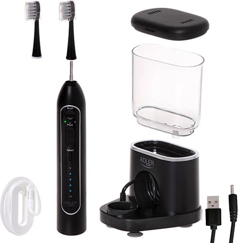 Furçë dhëmbësh sonike me irigator 2-në-1, Adler AD 2180, depozitë 500 ml, USB-C, e zezë