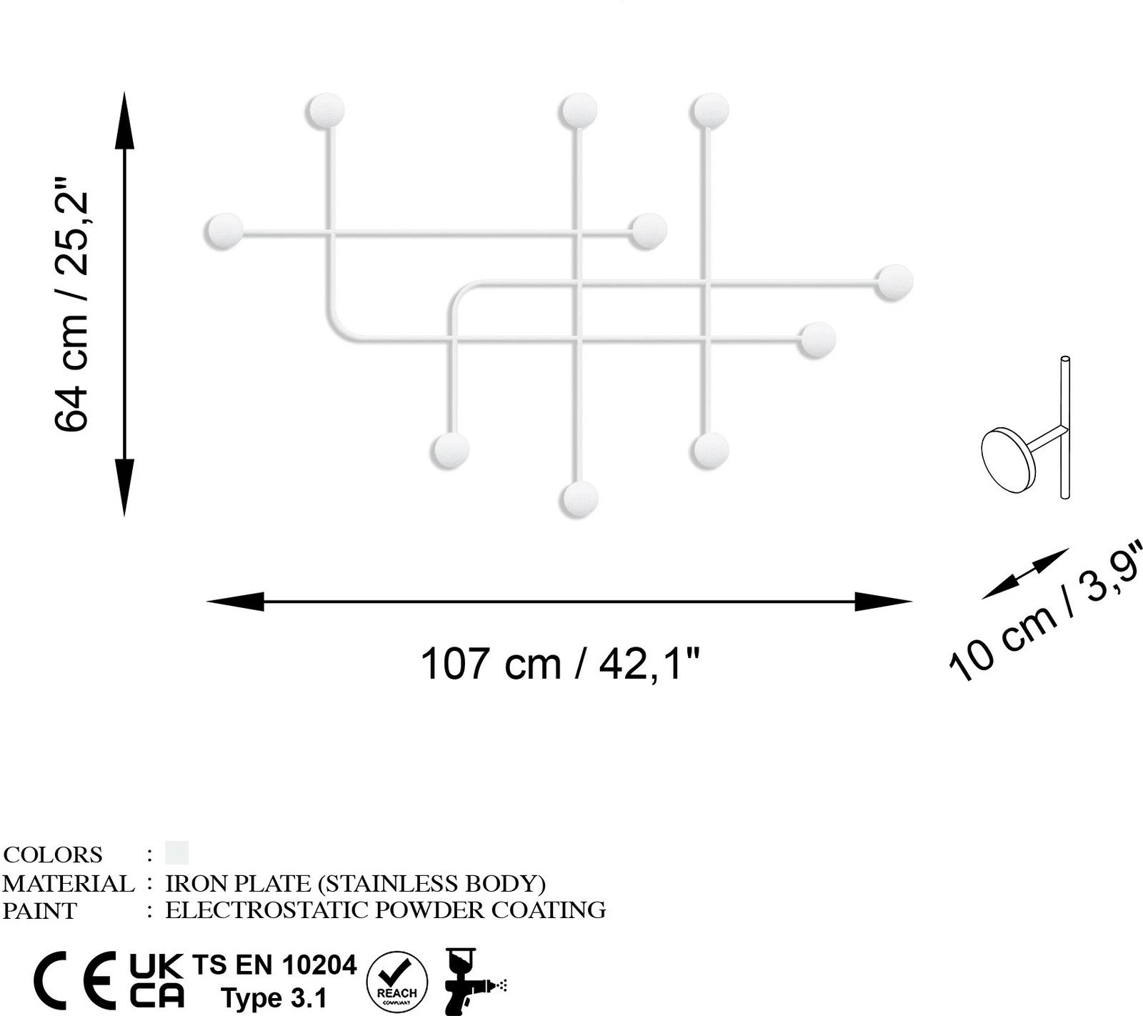 Varëse muri metalike Wallity, Samara-B, e bardhë