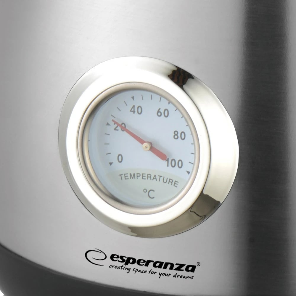 Vluese uji Esperanza EKK029, me termometër, 1.7L, 2200W, argjend