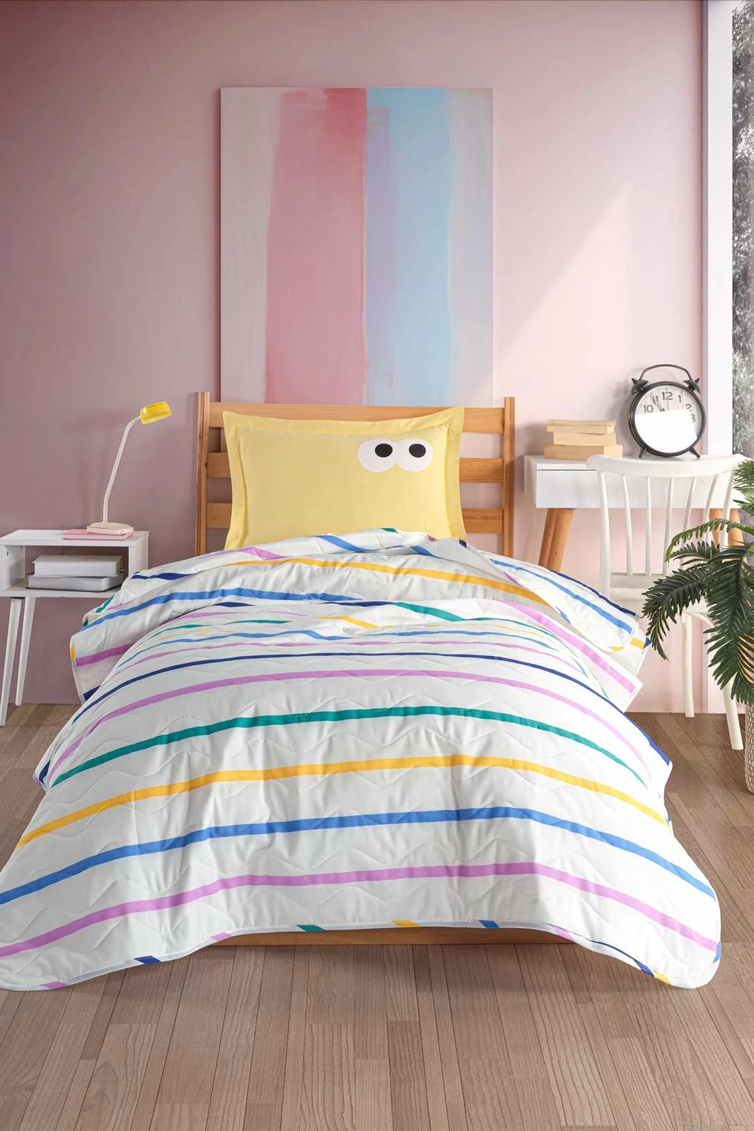 Set mbulesë krevati teke Funny, ngjyrë e verdhë