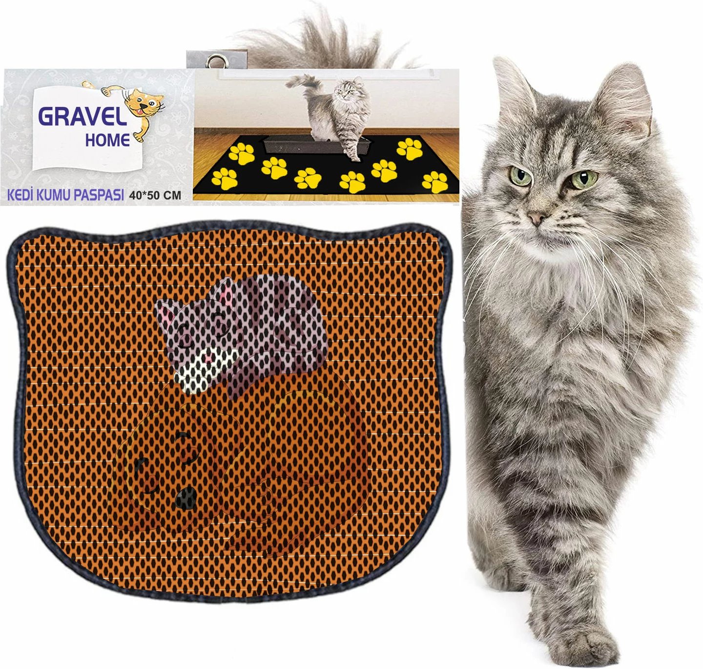 Tapet për rërë maceje, shumëngjyrësh, Paws & Whiskers, Kdkafa0035, 40x50cm