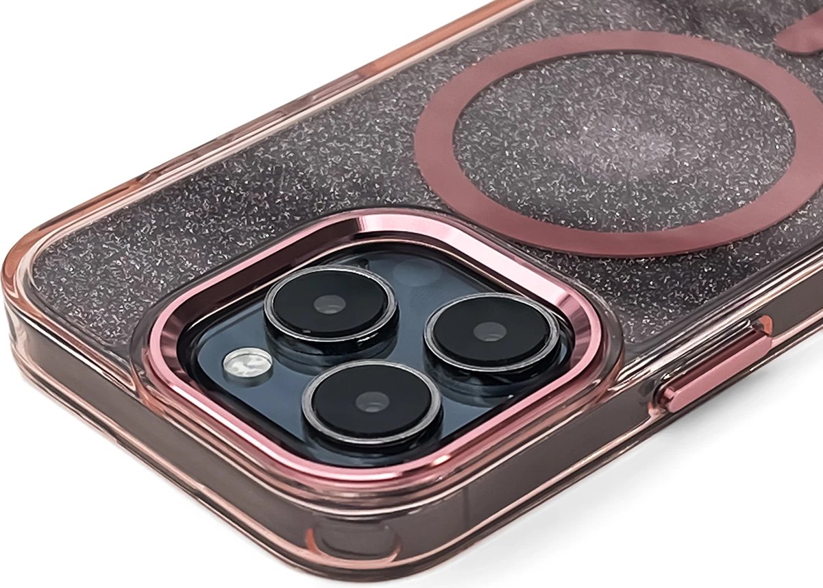 Mbështjellës Hurtel Glitter Case MagSafe për iPhone 16 Pro Max, rozë me shkëlqim