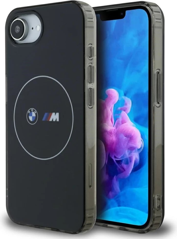 Mbështjellës BMW IML Metal White Circle MagSafe për iPhone 16e, i zi