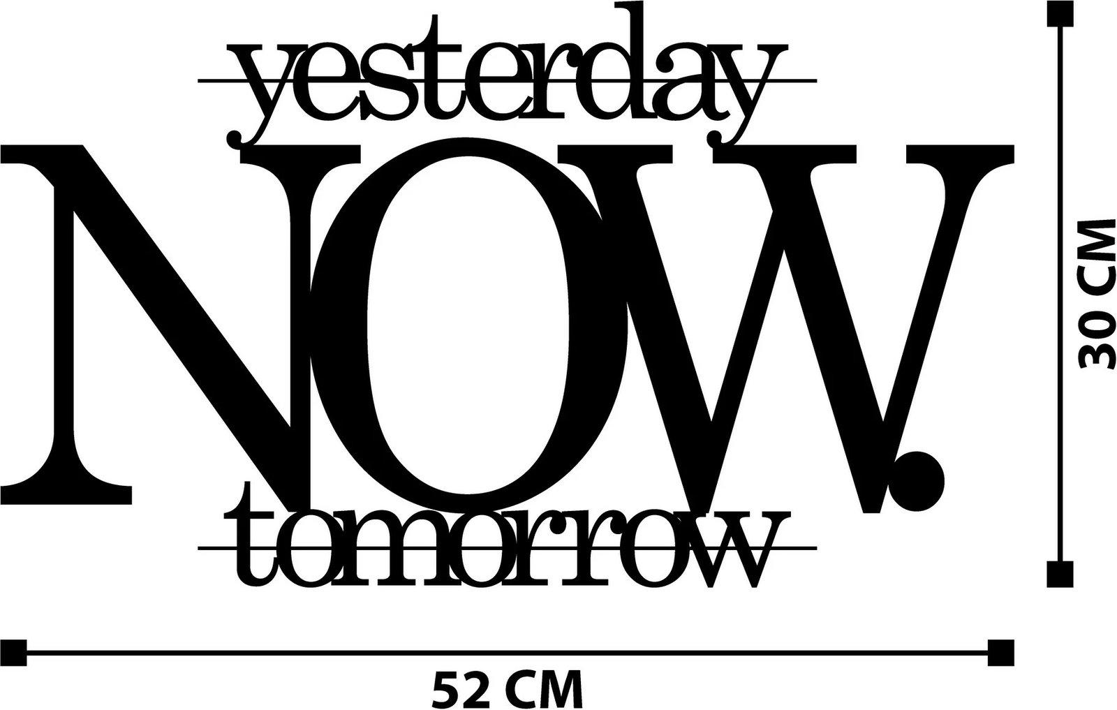 Aksesor dekorativ metalik për mur, Wallity, Now, ngjyrë e zezë, 52x30cm