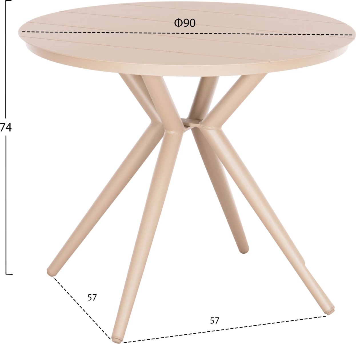 Tavolinë për kopsht HIGER FH6289.04, 90x74 cm, ngjyrë kapuçino