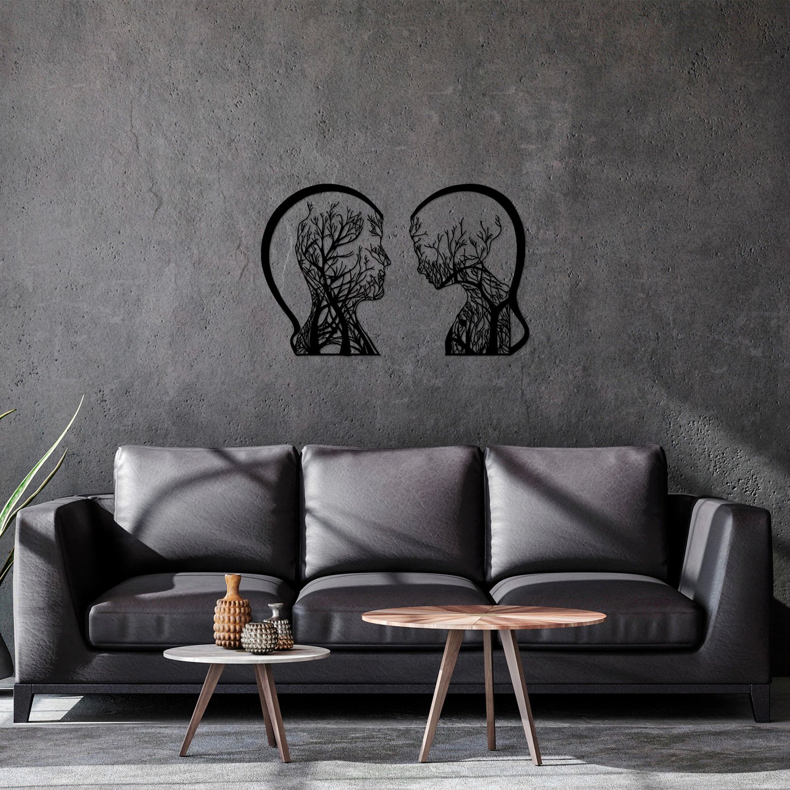 Aksesor dekorativ metalik për mur, dy pjesë, njeri dhe grua, Wallity, ngjyrë e zezë, 52x70cm & 47x70cm