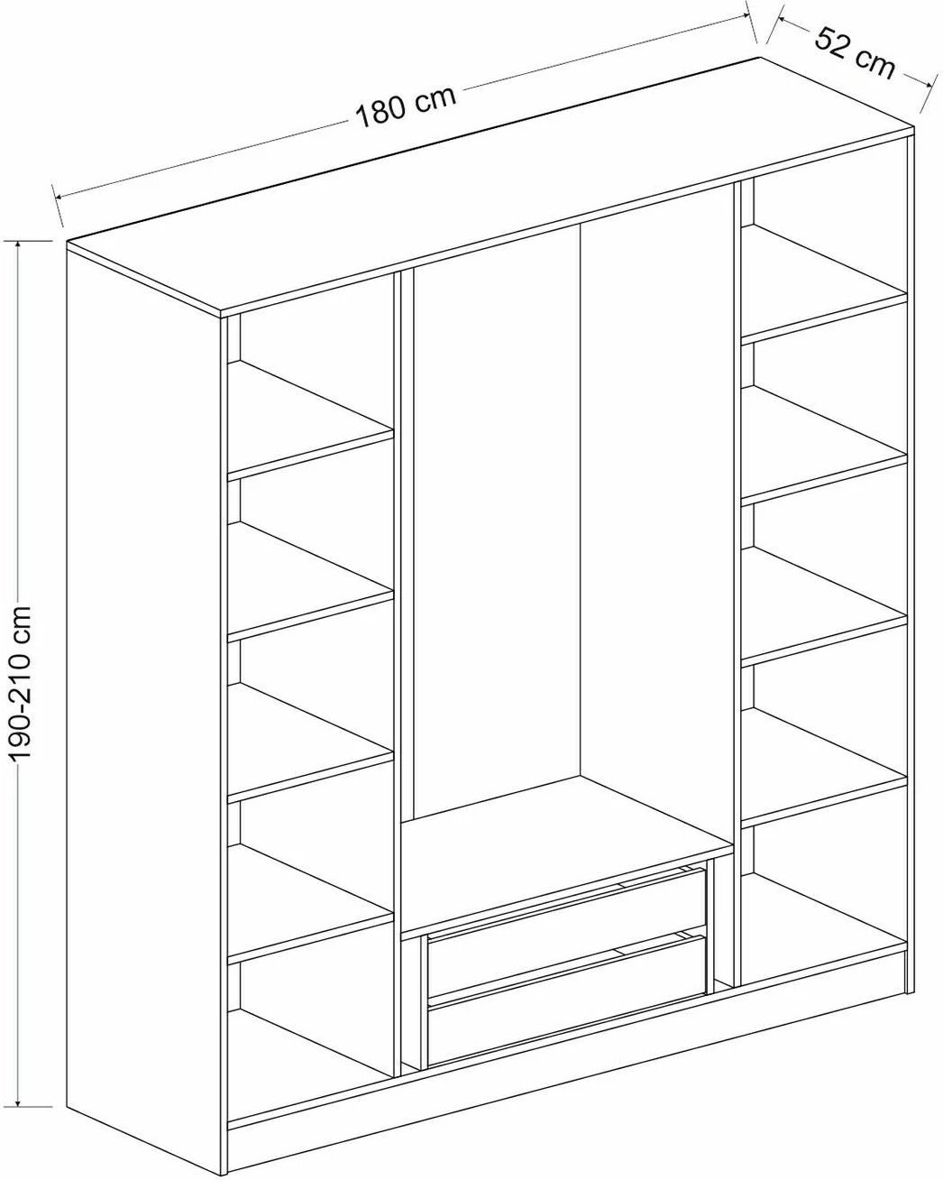Dollap Skye Decor, ngjyrë e bardhë, Kale Mebran, 180x190x52 cm