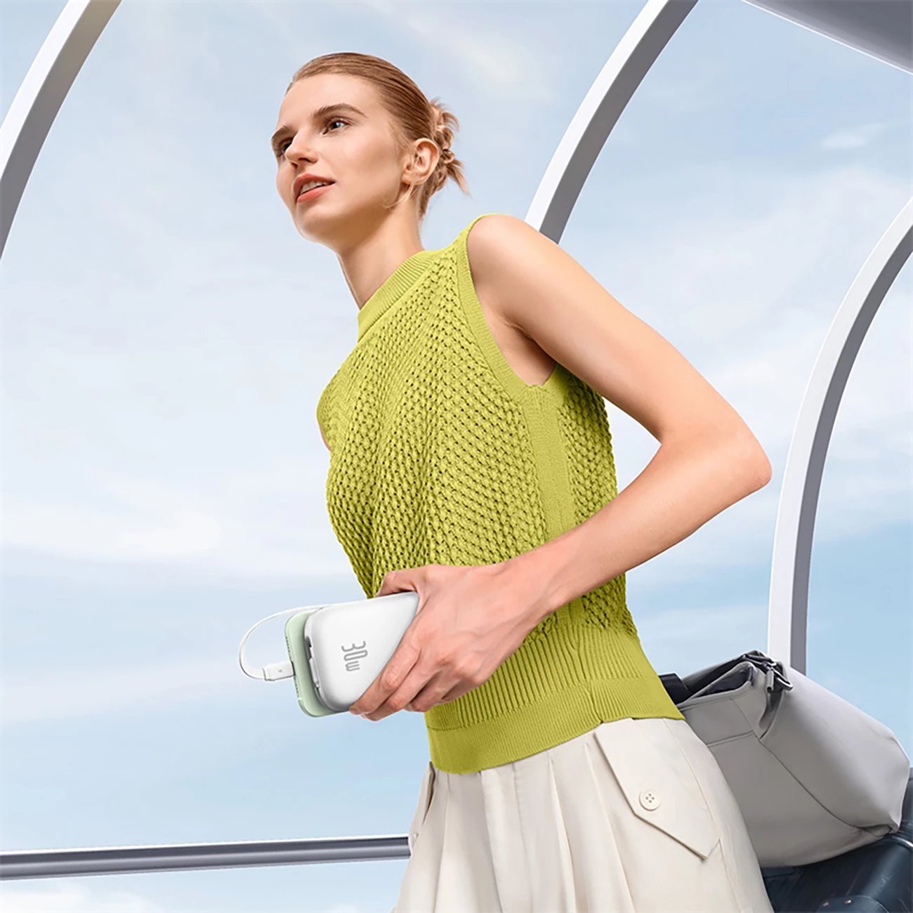 Power bank Baseus QPow 2, 20000mAh, 30W, me 2 kabllo USB-C të integruara, Bardhë