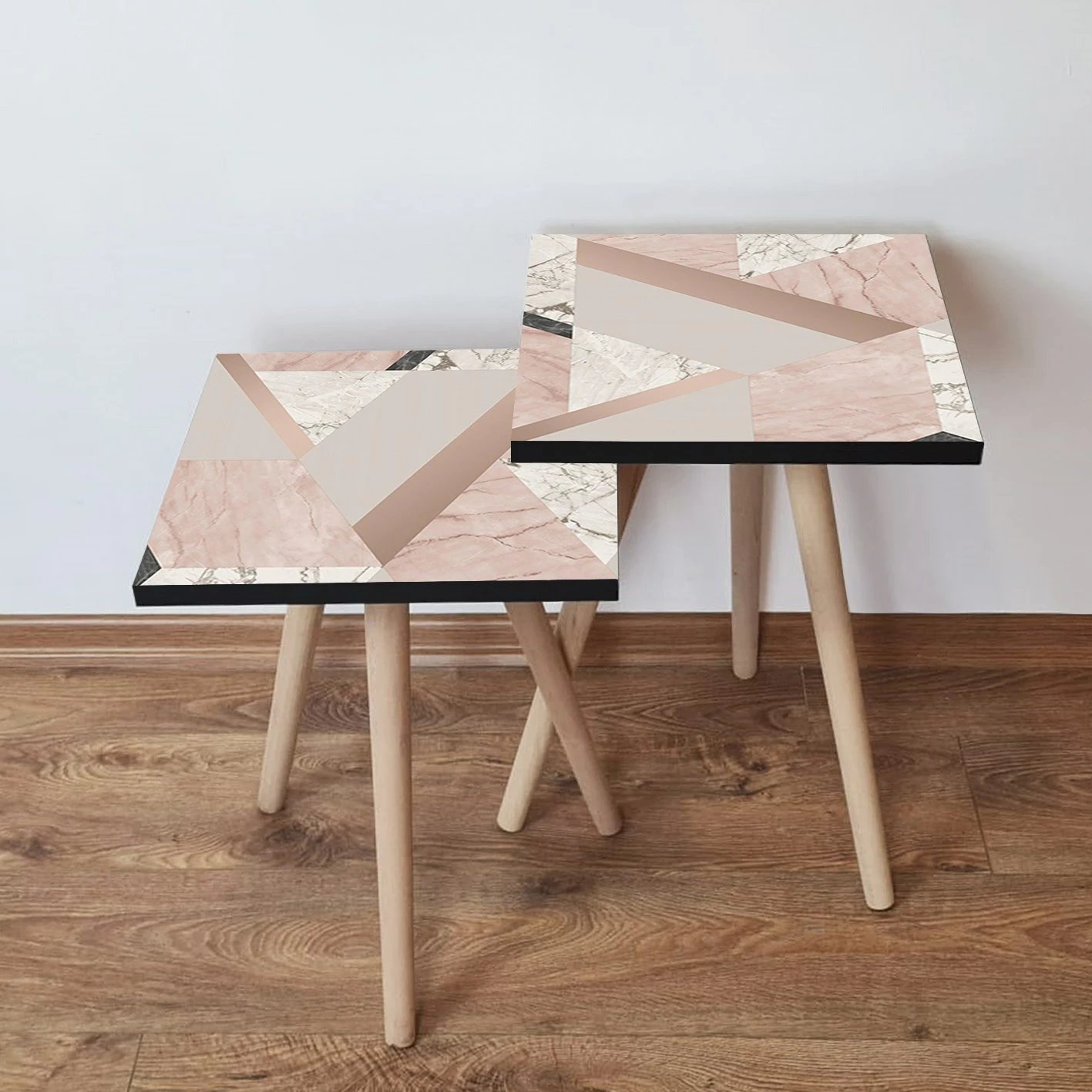 Set tavolinash të mbivendosura, dizajn modern, rozë, 2 copë, Skye Decor, 2Shp320