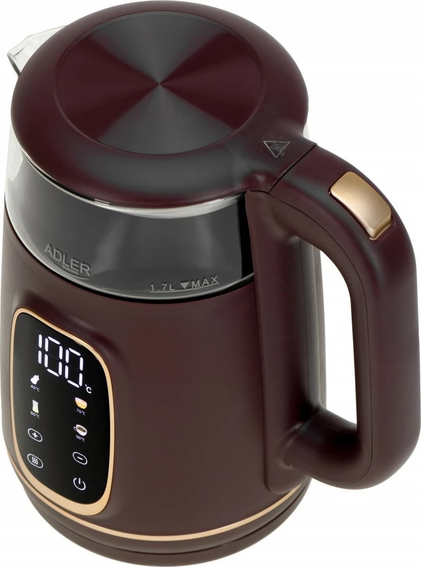 Ibrik elektrik Adler AD 1305, 1.7L, rregullim temperature, LED, Burgundy