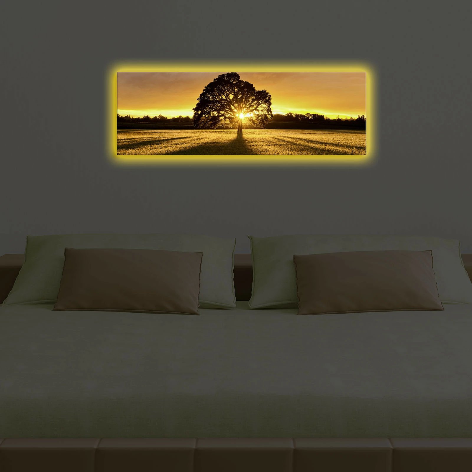 Pikturë dekorative në kanavacë me drita LED, shumëngjyrëshe, Wallity 3090DACT-68, 30x90cm