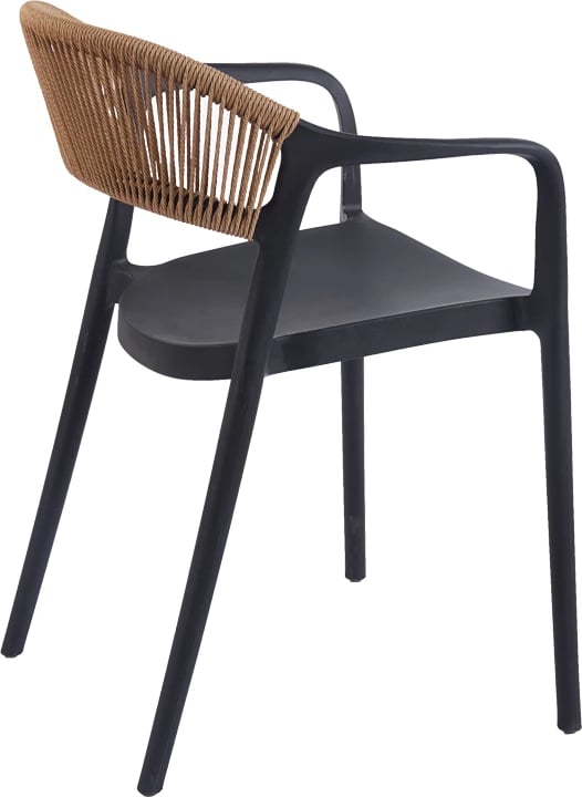 Karrige me krahë Ankara, ngjyrë e zezë dhe natyrale, 54x55.5x77cm